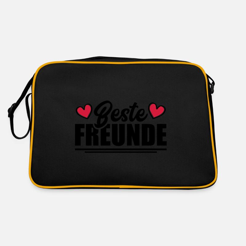 Beste Freunde Freundschaft - Retro Tasche - Schwarz/Gold