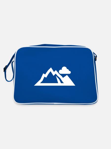 Berge Mountains Silhouette - Retro Tasche - Blau/Weiß - Hinten