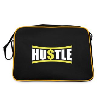Hustle Spruch - Retro Tasche - Schwarz/Gold - Hinten