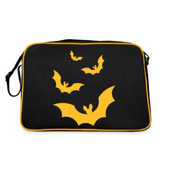 Fledermäuse Halloween / bats halloween /Geschenk - Retro Tasche - Schwarz/Gold - Hinten
