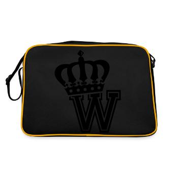 Buchstabe W - Retro Tasche - Schwarz/Gold - Hinten