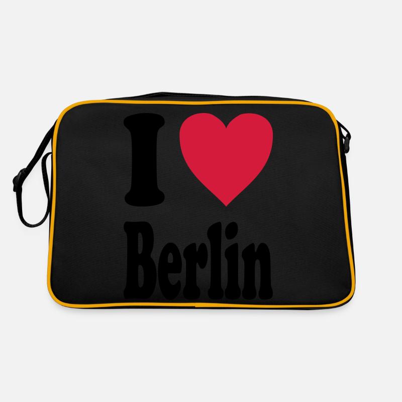 I love Berlin - Retro Tasche - Schwarz/Gold