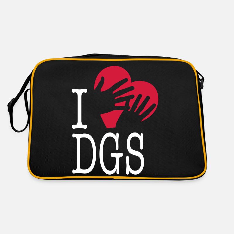 I love DGS (mit Hand) - Retro Tasche - Schwarz/Gold