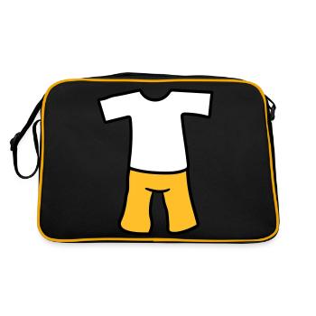 t shirt top clothing trousers donning shorts short - Retro Bag - black/gold - Back