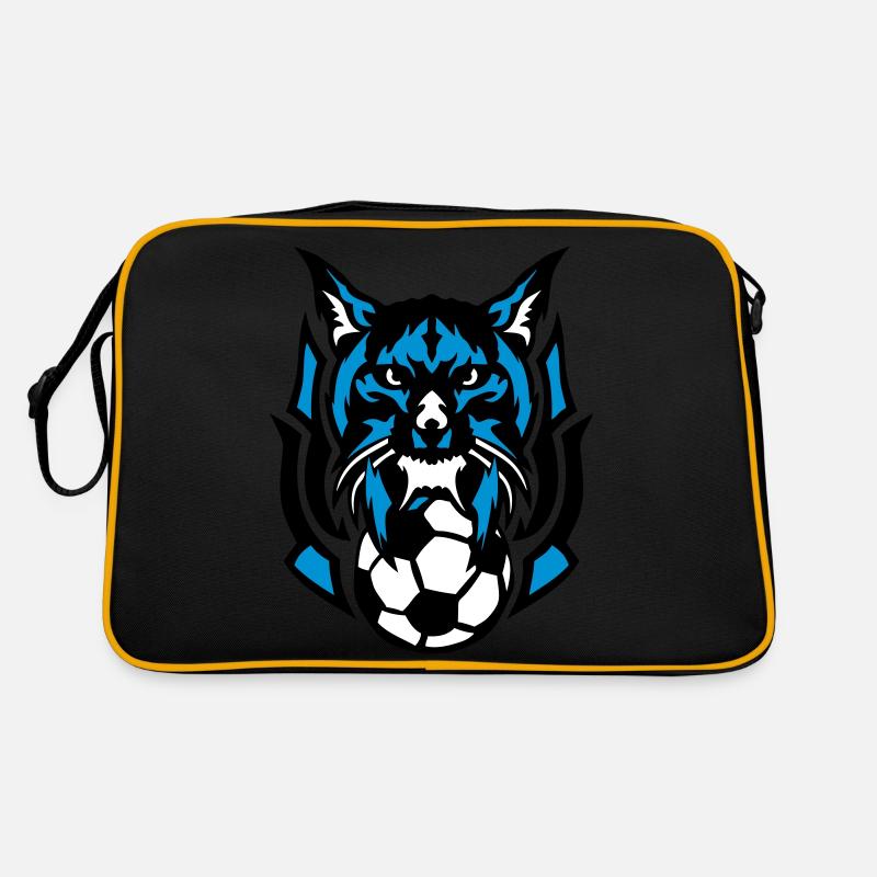 Fußball Luchs Wild Logo Tierverein - Retro Tasche - Schwarz/Gold
