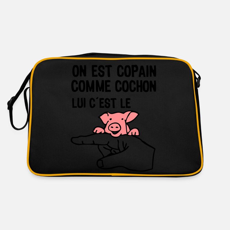 copain comme cochon citation expression doigt - Sac Retro - noir/or