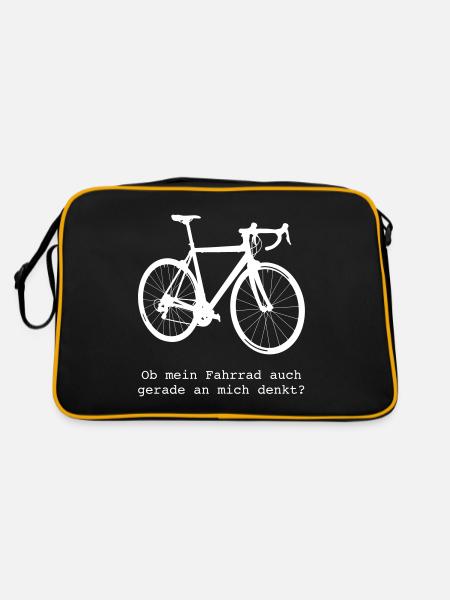 Rennrad an mich denkt - Retro Tasche - Schwarz/Gold - Hinten