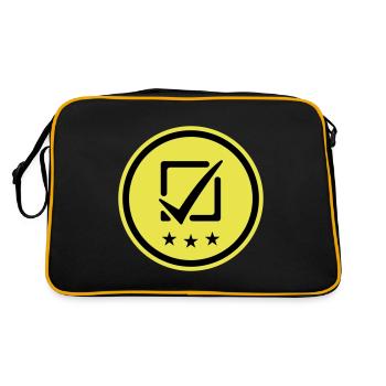 Häkchen Vote Ankreuzen - Retro Tasche - Schwarz/Gold - Hinten