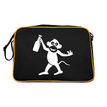 Affe Lustig Party Jga - Retro Tasche - Schwarz/Gold - Hinten