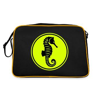 Seepferd tier - Retro Tasche - Schwarz/Gold - Hinten