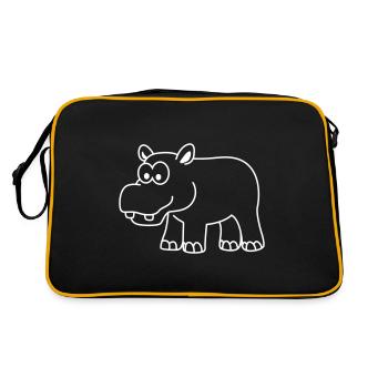 Nilpferd Comic Tier - Retro Tasche - Schwarz/Gold - Hinten