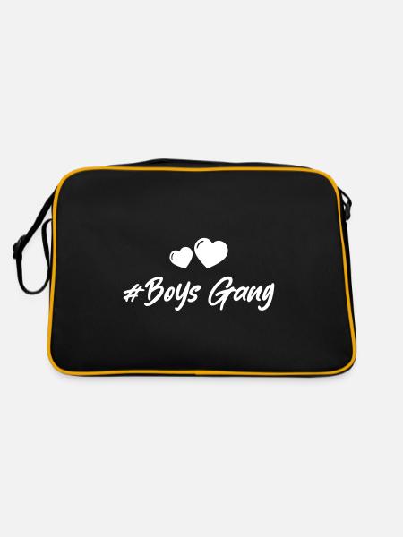 Boys Gang Herz Liebe - Retro Tasche - Schwarz/Gold - Hinten