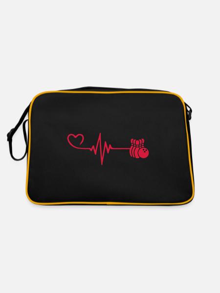 Kegeln Herzschlag - Retro Tasche - Schwarz/Gold - Hinten