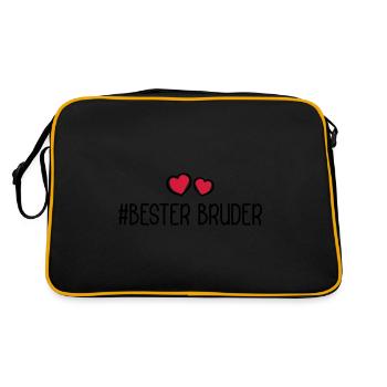 Bester Bruder Herzen Liebe - Retro Tasche - Schwarz/Gold - Hinten
