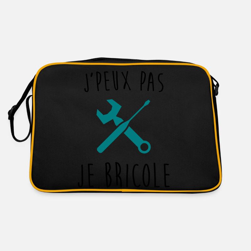 j'peux pas je bricole - Sac Retro - noir/or