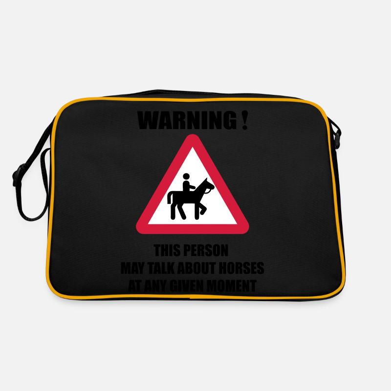 Warning - this person may talk about Horses - Retro Tasche - Schwarz/Gold