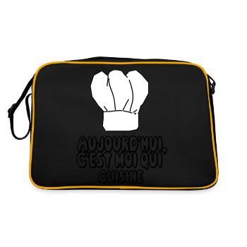 je_suis_en_cuisine,message,citations - Sac Retro - noir/or - Dos