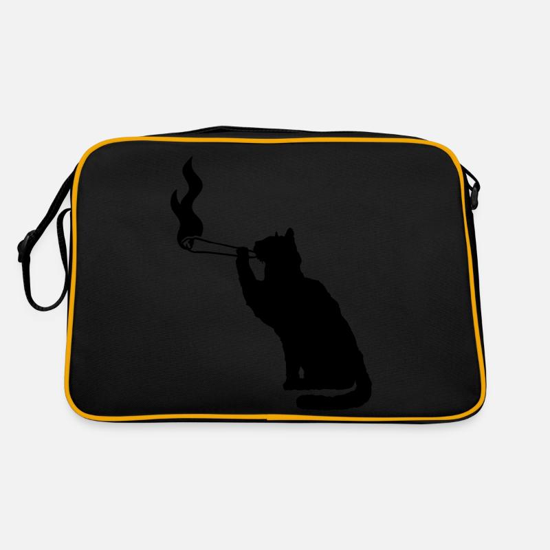Joint Weed Kiffen Rauchen Hanf Cannabis Katze Retro Tasche