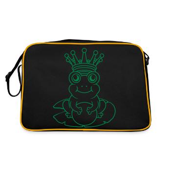 Comic Frog King sits water lily - Retro Bag - black/gold - Back