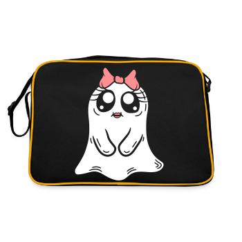 Comic Kleines Geister Mädchen - Retro Tasche - Schwarz/Gold - Hinten