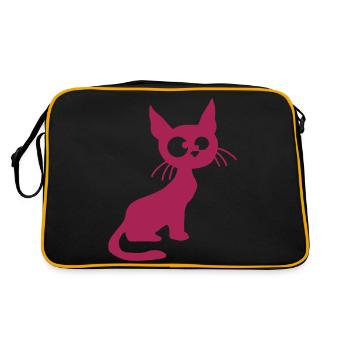 Crazy Cat Squints Funny Eyes Grimace Fun - Retro Bag - black/gold - Back
