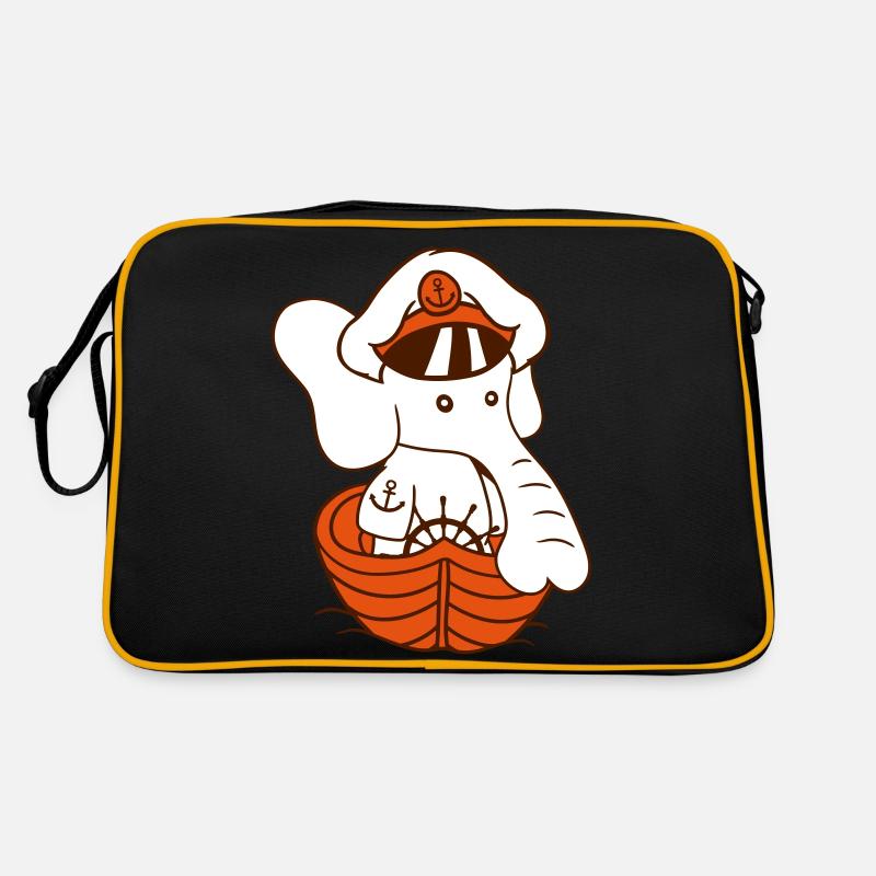 Lustiger kleiner Elefant Boot Kapitän Süß Niedlich Retro Tasche