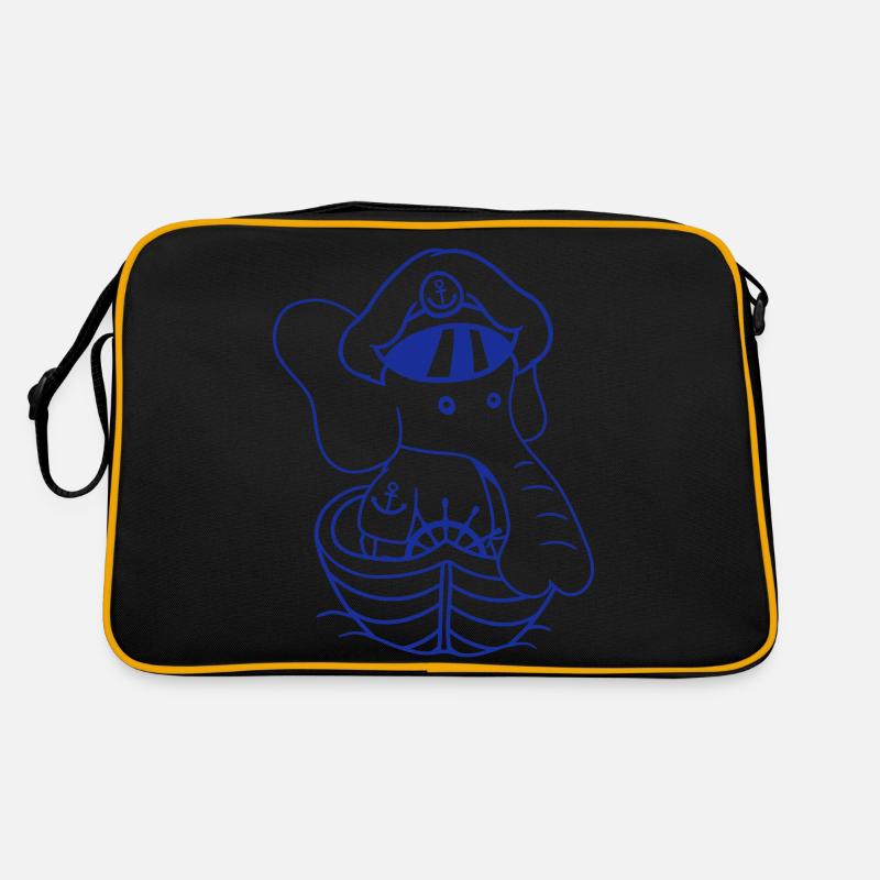 Lustiger kleiner Elefant Boot Kapitän Süß Niedlich Retro Tasche