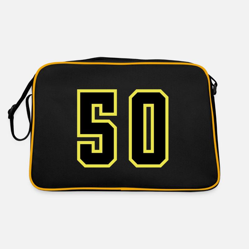 50 Zahl Trikot - Retro Tasche - Schwarz/Gold