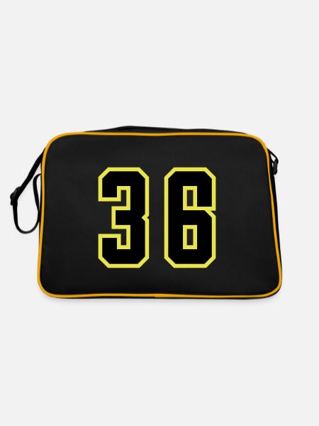 36 Zahl Trikot - Retro Tasche - Schwarz/Gold - Hinten