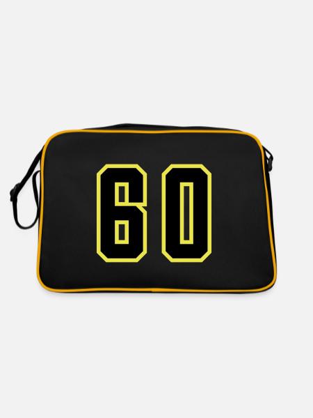 60 Zahl Trikot - Retro Tasche - Schwarz/Gold - Hinten