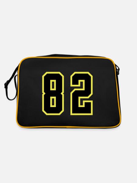 82 Zahl Trikot - Retro Tasche - Schwarz/Gold - Hinten