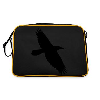 crow raven corvus bird in flight - Retro Bag - black/gold - Back