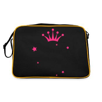 Crown with Stars - Insert Own Name/ Text - Retro Bag - black/gold - Back