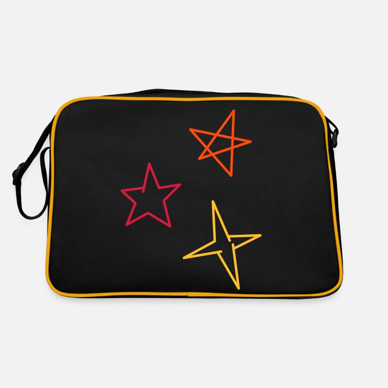 Sterne dreifarbig - Retro Tasche - Schwarz/Gold