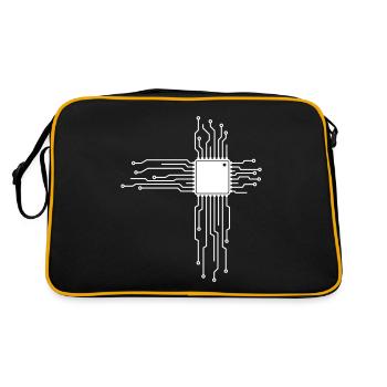 Board as Heart - Computer CPU Nerd T-Shirt - Retro Bag - black/gold - Back