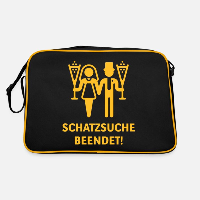 Schatzsuche Beendet! (Brautpaar, Hochzeit, Heirat) Retro Tasche