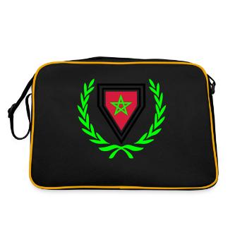 Marokko (Wappen & Lorbeerkranz) - Retro Tasche - Schwarz/Gold - Hinten