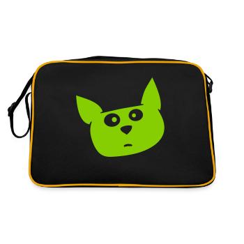 Verwirrte Katze Guckt Neugierig Lustige Grimasse - Retro Tasche - Schwarz/Gold - Hinten