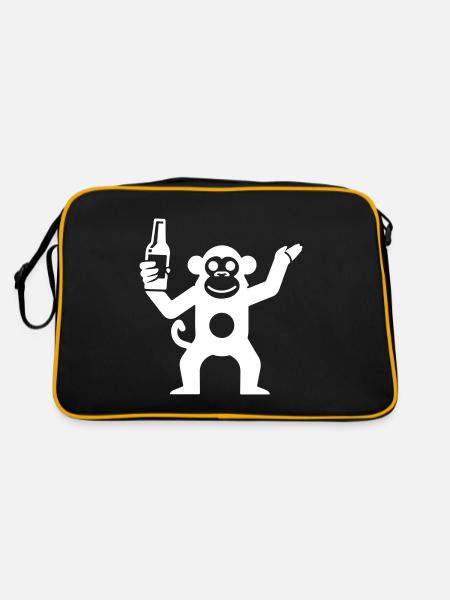 Monkey Bière Drôle De Fête Célibataire - Sac Retro - noir/or - Dos