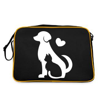 Chien et chat - idée cadeau amoureux des animaux avec un cœur - Sac Retro - noir/or - Dos