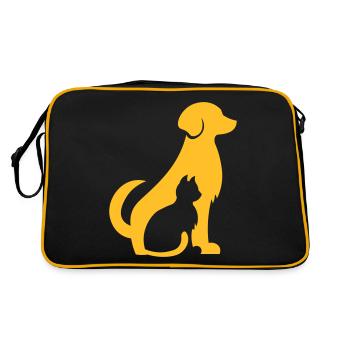 Animal lover cat dog - gift for animal lover - Retro Bag - black/gold - Back