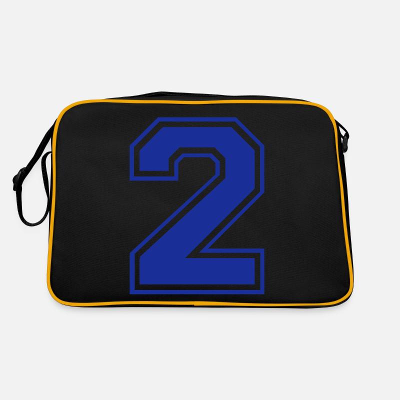 2 - Nummer - Zahl - Retro Tasche - Schwarz/Gold