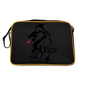 tribal dragon bzh hermine breton - Retro Bag - black/gold - Back