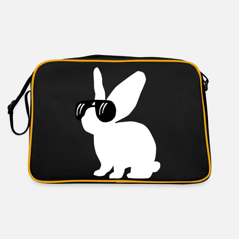 Hase mit Brille - Retro Tasche - Schwarz/Gold