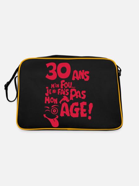 30 ans fais pas mon age anniversaire - Sac Retro - noir/or
