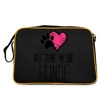 hunde nie ohne herz - Retro Tasche - Schwarz/Gold - Hinten