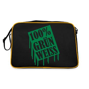 100_gruen_weiss - Retro Tasche - Schwarz/Gold - Hinten
