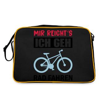 mir reichts rad fahren - Retro Tasche - Schwarz/Gold - Hinten