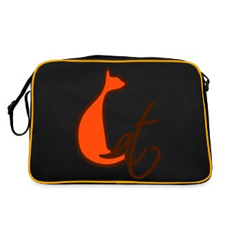 chat assis jolie silhouette chat texte contour - Sac Retro - noir/or - Dos