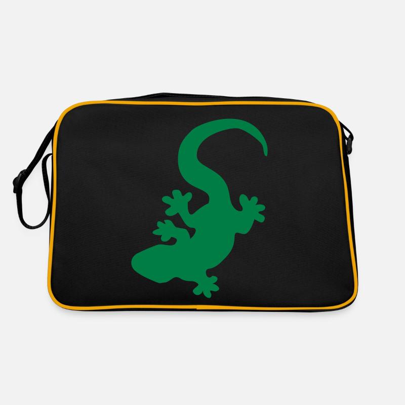 Ein Gecko - Retro Tasche - Schwarz/Gold